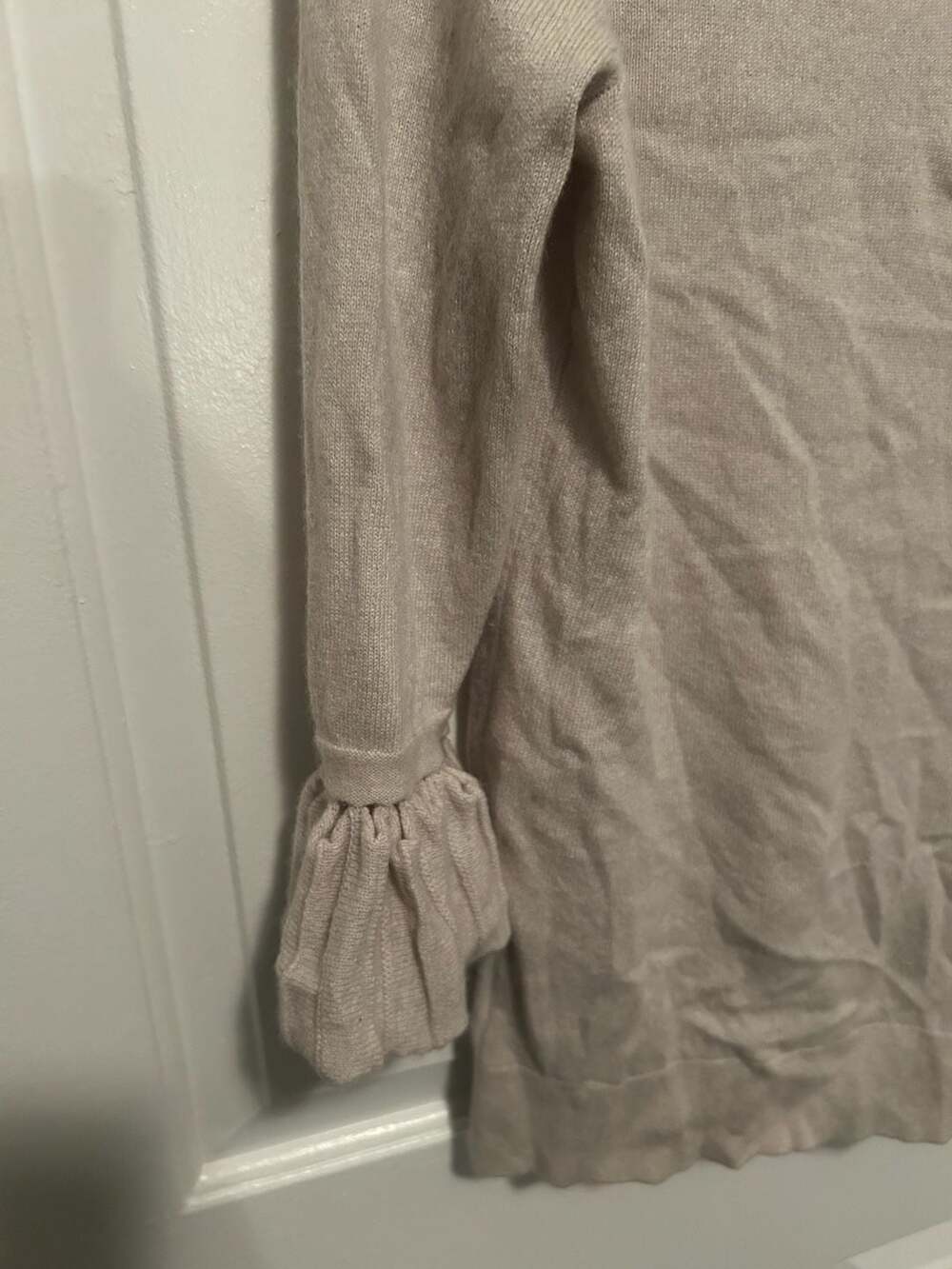 Kinross Cashmere Mock-Neck Zip-Front Ruffle Sleeve Sweater - Picture 3 of 6